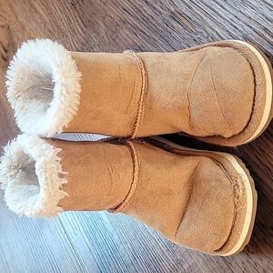 Suede Boots, Size 8, Tan, Cream, Brown, Fleece, Sherpa